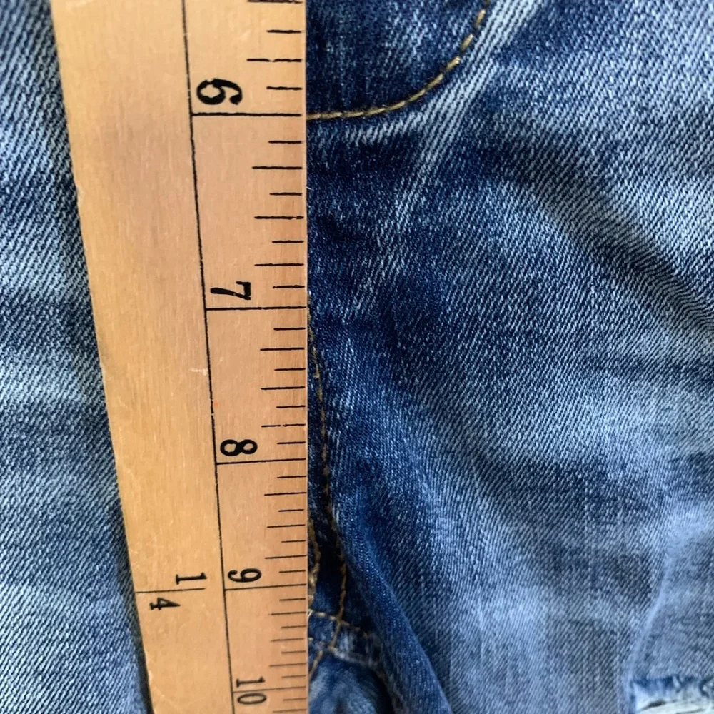 Overalls Blue Distressed Denim Junior’s Size 9 Rugged Worn in Look Outdoors 90s